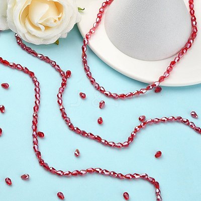 Electroplate Glass Beads Strands X-EGLA-R008-6x4mm-9-1