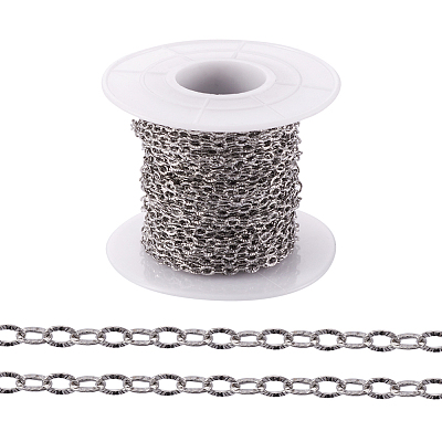 Tarnish Resistant 304 Stainless Steel Textured Cable Chains CHS-H007-05P-1