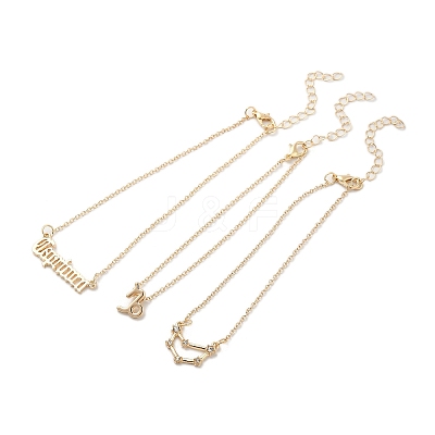 3Pcs Alloy Rhinestones Anklets AJEW-S083-01G-02-1