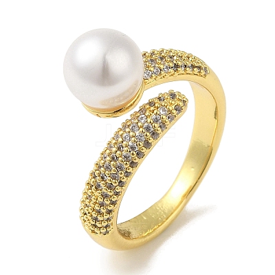 Rack Plating Brass Micro Pave Cubic Zirconia Cuff Rings RJEW-P110-01G-1