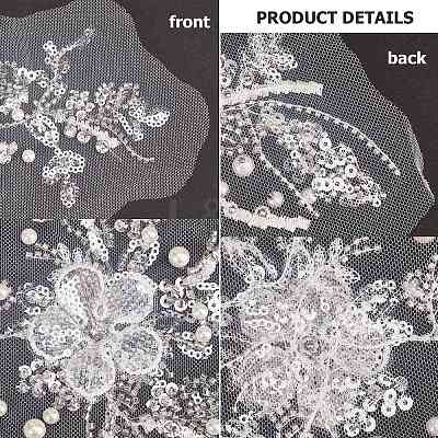 2Pcs 2 Style Flower of Life Pattern Polyester Computerized Embroidery Appliques DIY-GF0006-90-1