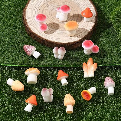 40Pcs 8 Styles Mushroom Themes Resin Display Decorations DJEW-YW0010-11-1