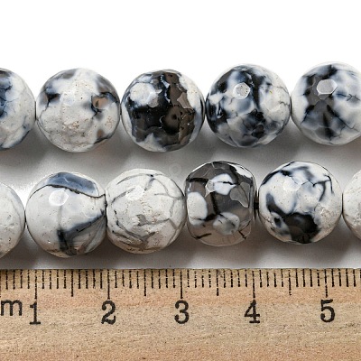 Faceted Natural Fire Crackle Agate Beads Strands G-F447-12mm-J02-1