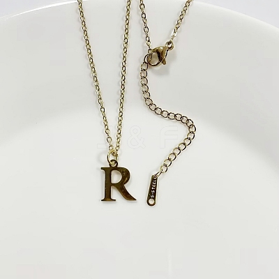 304 Stainless Steel Letter Pendant Necklaces NJEW-WH0027-26R-G-1
