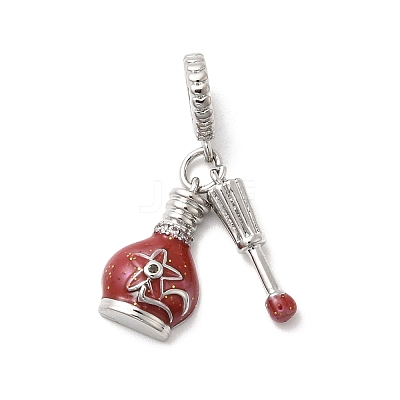 Brass Micro Pave Clear Cubic Zirconia European Dangle Charms KK-A278-08P-02-1