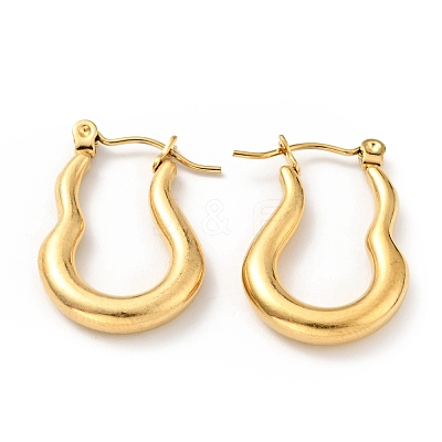 Ion Plating(IP) 304 Stainless Steel Twist Oval Hoop Earrings for Women EJEW-G293-07G-1