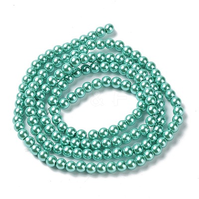1450Pcs 10 Strands Baking Paint Pearlized Glass Pearl Round Bead Strands  HY-SZ0001-04-1