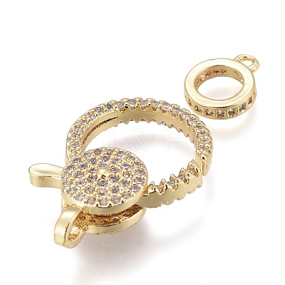 Brass Micro Pave Cubic Zirconia Lobster Claw Clasps ZIRC-M108-09A-G-1