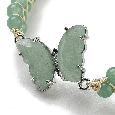 Natural Green Aventurine Braided Round Bead Bracelets BJEW-K251-06G-1