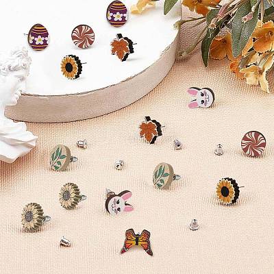 Natural Wood Stud Earrings EJEW-SC0001-21P-1