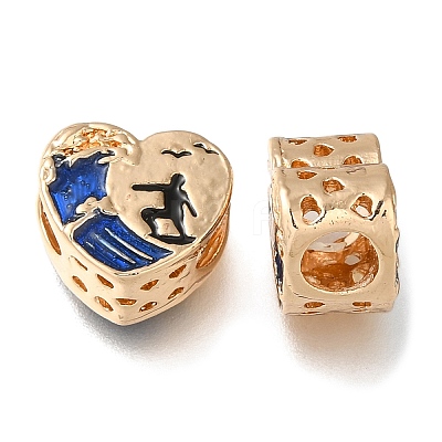 Rack Plating Alloy Enamel European Beads PALLOY-A009-24G-1