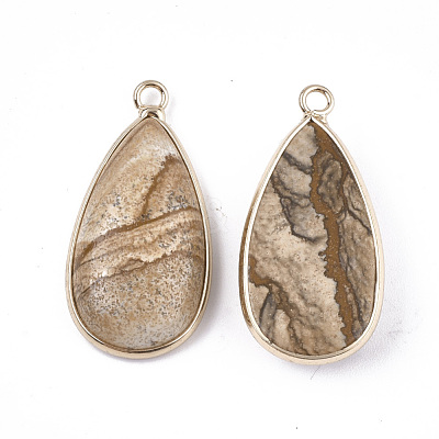 Natural Picture Jasper Pendants G-S344-51E-1