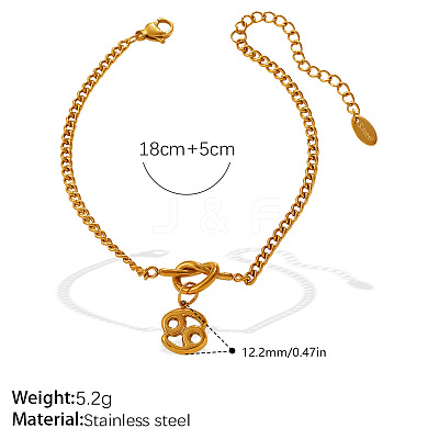 304 Stainless Steel Twelve Constellation Knot Charm Bracelets for Unisex WG096DB-06-1