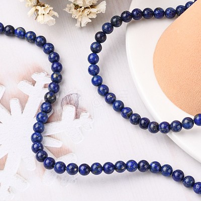 Natural Lapis Lazuli Beads Strands X-G-G099-6mm-7-1