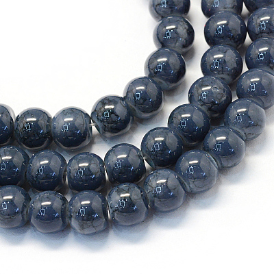 Baking Paint Glass Round Bead Strands DGLA-Q019-8mm-55-1