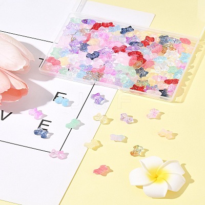 120Pcs 15 Colors Transparent Spray Paint Glass Beads GLAA-FS0002-12B-1
