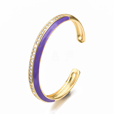 Brass Micro Pave Clear Cubic Zirconia Cuff Bangles BJEW-N302-004C-NF-1