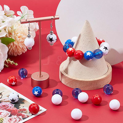 90Pcs 3 Colors Opaque Acrylic Beads SACR-SP0001-14-1