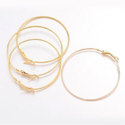 Golden Iron Hoop Earring X-IFIN-C045-49x1-G-1