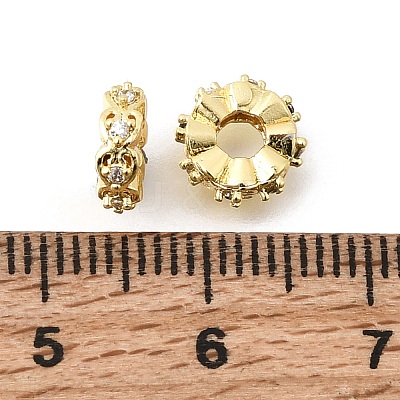 Brass Micro Pave Clear Cubic Zirconia Spacer Beads KK-Z156-13G-01-1