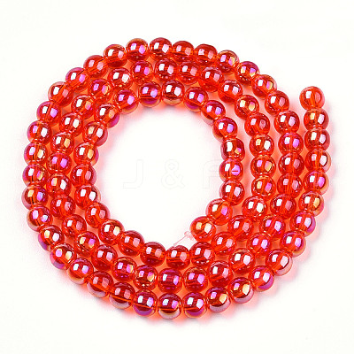 Electroplate Transparent Glass Beads Strands GLAA-T032-T4mm-AB09-1