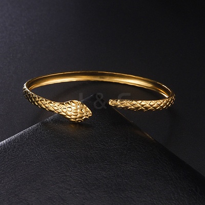 304 Stainless Steel Snake Cuff Bangle BJEW-F456-01G-1