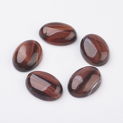 Natural Dyed & Heated Red Tiger Eye Flat Back Cabochons G-G741-25x35mm-13-1