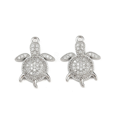 Brass Micro Pave Clear Cubic Zirconia Pendants KK-G535-02C-P-1