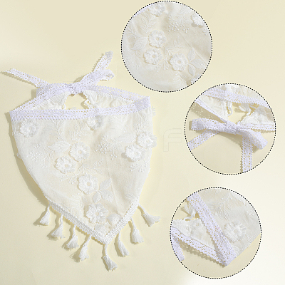 Flower Decor Lace Triangle Bandanas OHAR-WH20005-08A-1