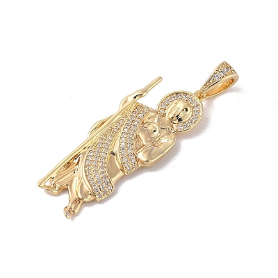 Brass Clear Cubic Zirconia Pendants KK-Z050-03G-06-1