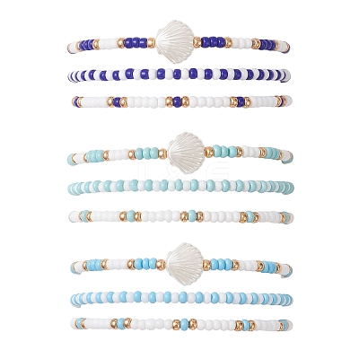 9Pcs 9 Styles Glass Seed Beads Stretch Bracelets for Women BJEW-MZ00345-1