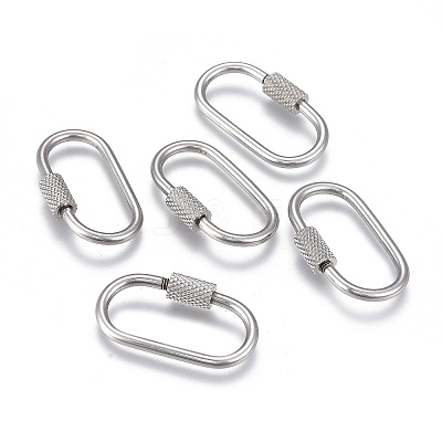 Non-Tarnish 304 Stainless Steel Screw Carabiner Lock Charms ZIRC-F255-061P-1