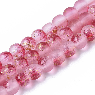 Frosted Spray Painted Glass Beads Strands GLAA-N035-03A-C04-1
