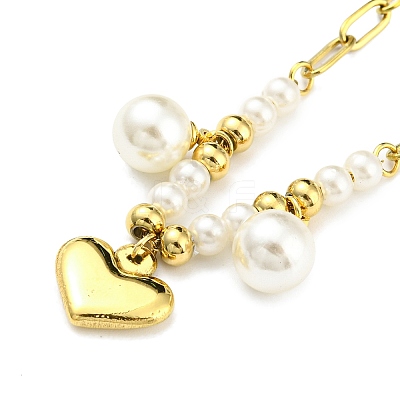 PVD Vacuum Plating 304 Stainless Steel Heart Charm Bracelet BJEW-Z016-06G-1