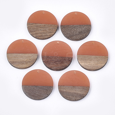 Resin & Walnut Wood Pendants RESI-S358-02B-13-1