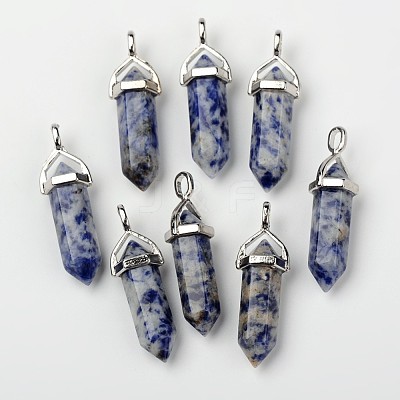 Natural Blue Spot Jasper Double Terminated Pointed Pendants G-F295-04C-1
