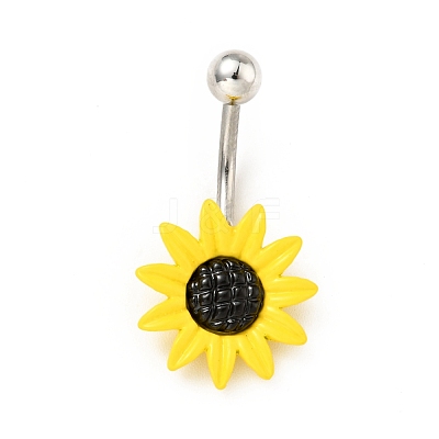 Alloy Daisy Curved Barbell AJEW-G042-01P-1