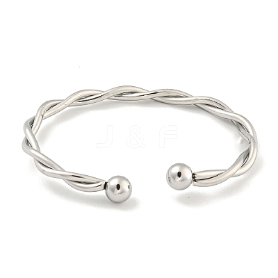 Non-Tarnish Twisted 304 Stainless Steel Cuff Bangles for Women BJEW-P331-08P-1