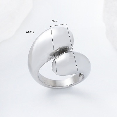 304 Stainless Steel Cuff Open Rings for Women AP0200-1-1