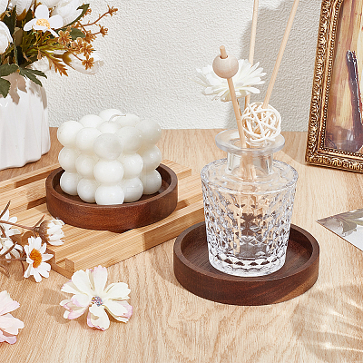 2Pcs Wood Candle Tray Candle Holders AJEW-NB0008-64-1