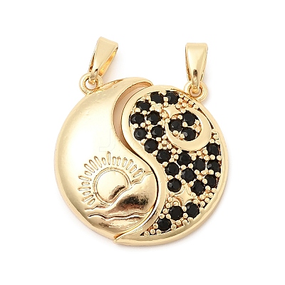 Valentine's Day Brass Micro Pave Cubic Zirconia Split Pendants LS-KK-H251-01B-G-1
