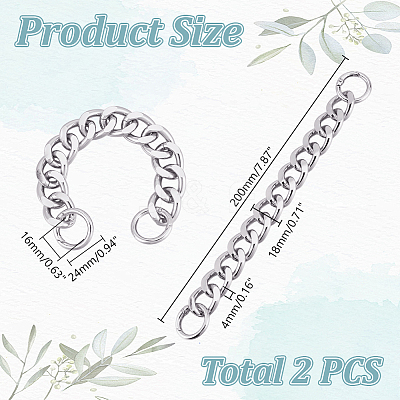 2Pcs Aluminum Curb Chain Purse Strap Extender FIND-HY0004-37S-1