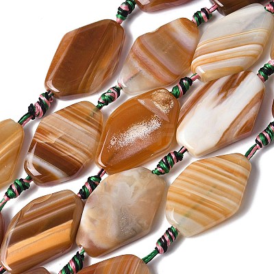 Natural Banded Agate/Striped Agate Beads Strands G-G196-A01-01-1