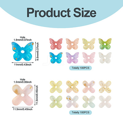 200Pcs 2 Styles Transparent Acrylic Bead Cap MACR-TA0002-92-1