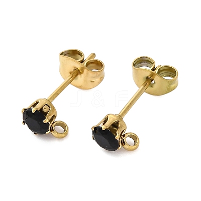 Ion Plating(IP) 304 Stainless Steel Cubic Zirconia Stud Earring Findings STAS-P373-04A-G02-1