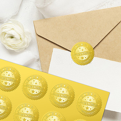 34 Sheets Self Adhesive Gold Foil Embossed Stickers DIY-WH0509-029-1