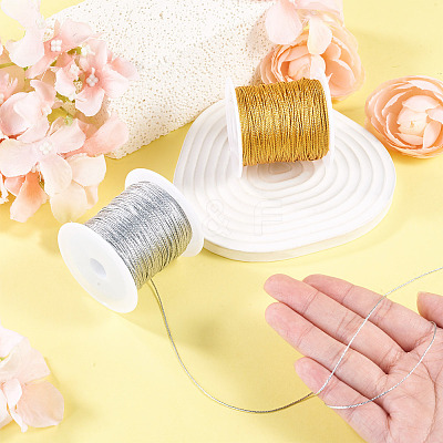 2 Rolls 2 Colors 12-Ply Round PET Metallic Thread MCOR-TA0001-03D-1