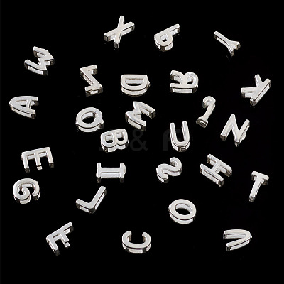 6Pcs 925 Sterling Silver Hollow Initial Beads STER-TA0001-53T-1