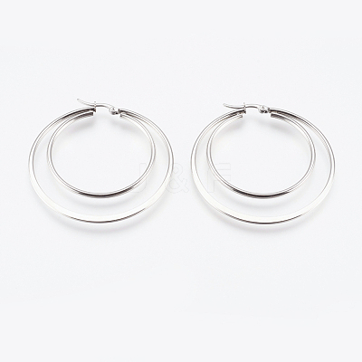 Tarnish Resistant 201 Stainless Steel Hoop Earrings EJEW-I213-B-01P-1
