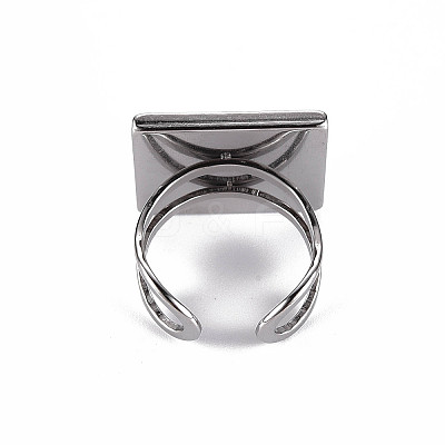 Tarnish Resistant 201 Stainless Steel Cuff Pad Ring Settings STAS-S080-041E-P-1